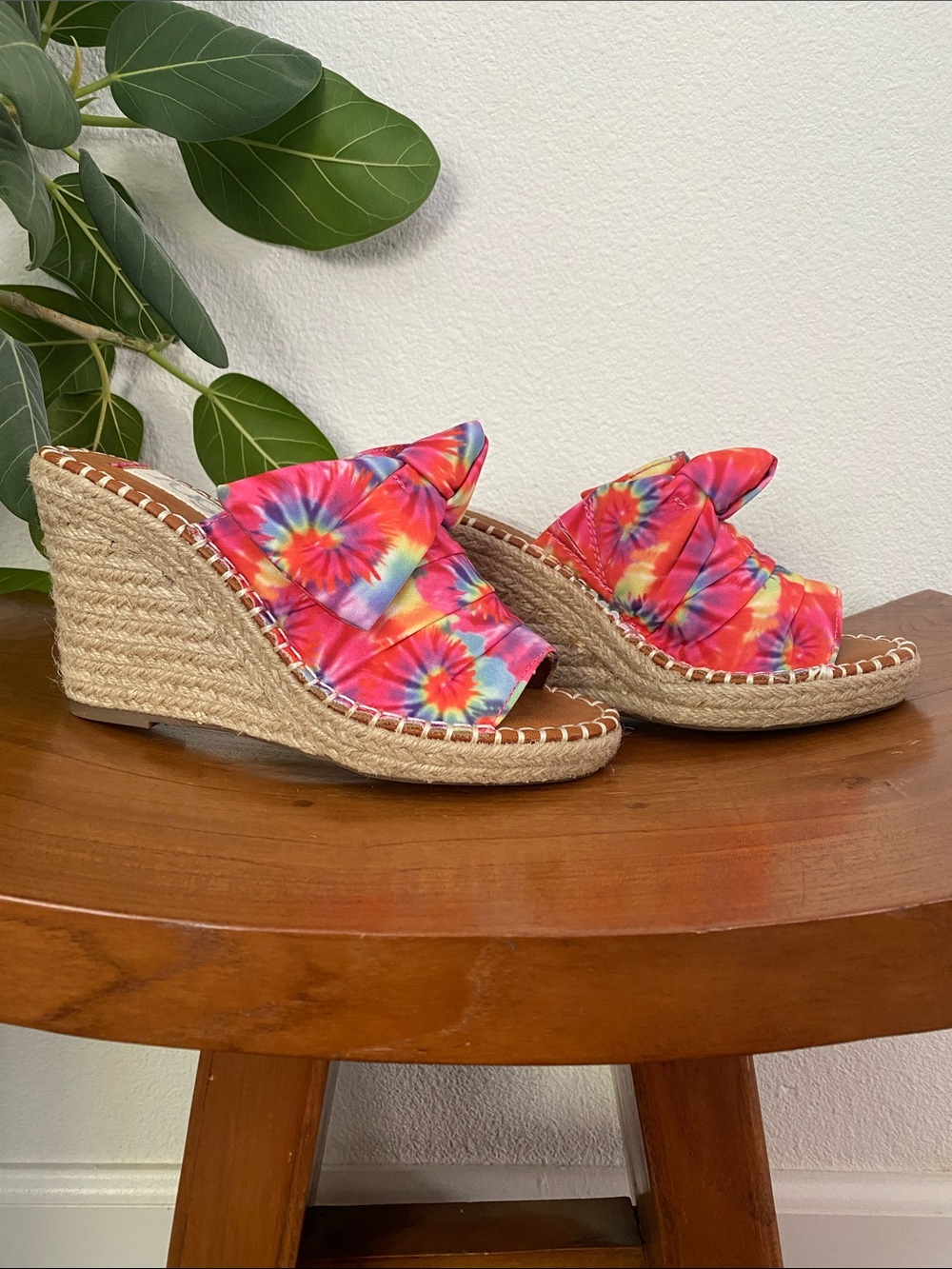 Sugar Tie-Dye Knot Espadrille Wedge Sandals - Multicolor